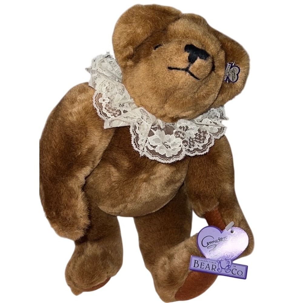 Annette Funicello Mollie Bear Plush Bear‎ Stuffed Animal Toy Brown Lace Collar
